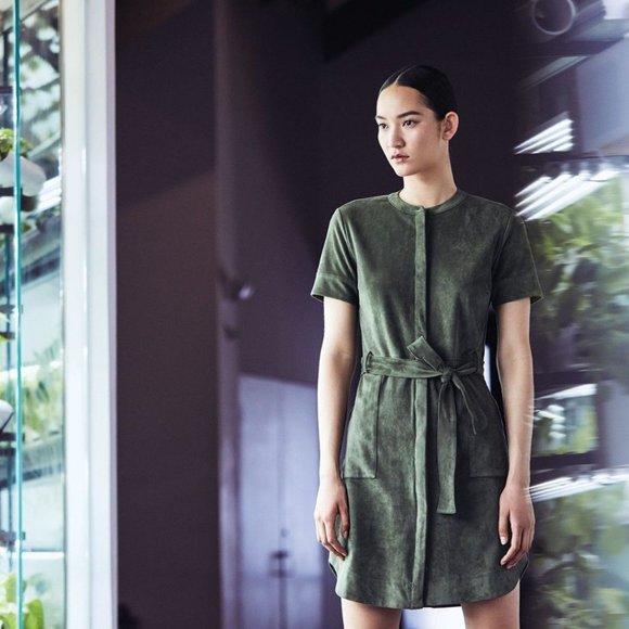 Banana Republic Faux Suede Shirt Dress - Petite - Picture 2 of 4